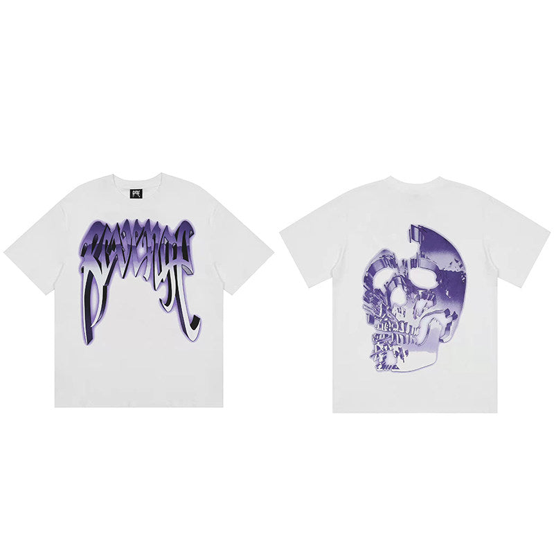 REVENGE Purple Skull Graphic T-Shirt