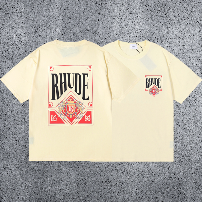 RHUDE Cream Red Crest Graphic T-Shirt Hover Image