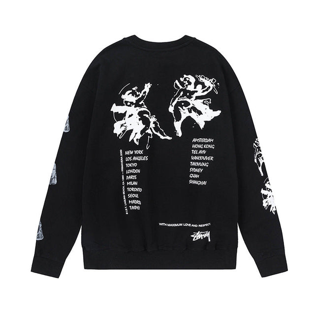 STUSSY World Tour Black Graphic Crewneck Hover Image