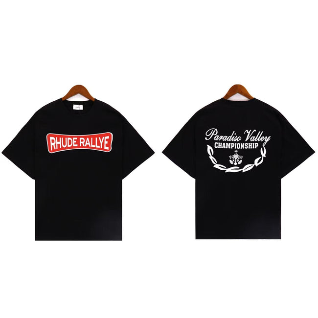 RHUDE Black Rally Graphic T-Shirt Hover Image
