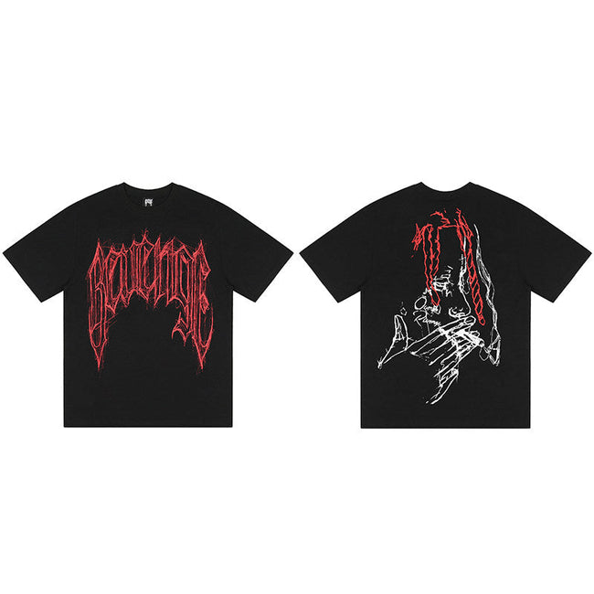 REVENGE Red Sketch Graphic T-Shirt Hover Image