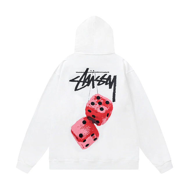 STUSSY Dice Graphic White Pullover Hoodie Hover Image