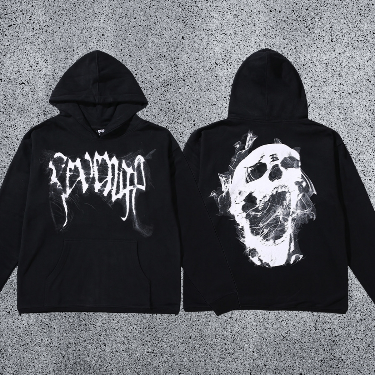 REVENGE Skull Graphic Pullover Hoodie
