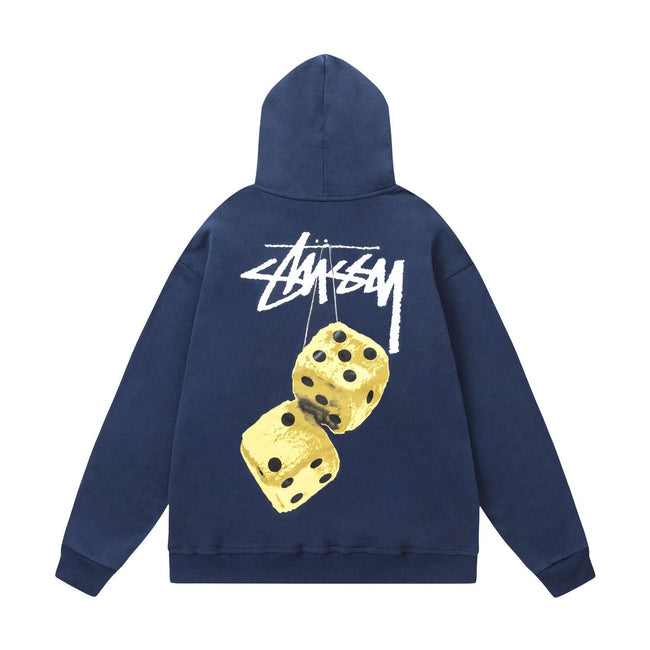 STUSSY Dice Graphic Navy Pullover Hoodie Hover Image