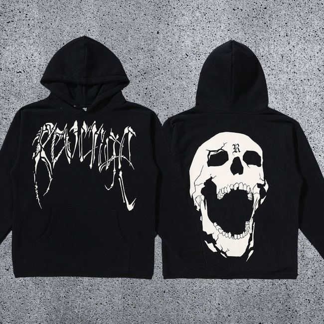 REVENGE Skull Graphic Hoodie Hover Image