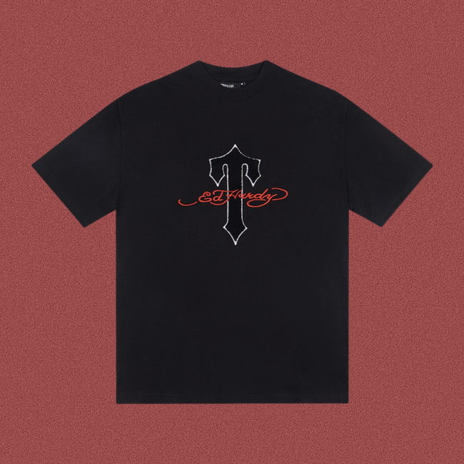 TRAPSTAR Cross Graphic Embroidered T-Shirt Black Hover Image