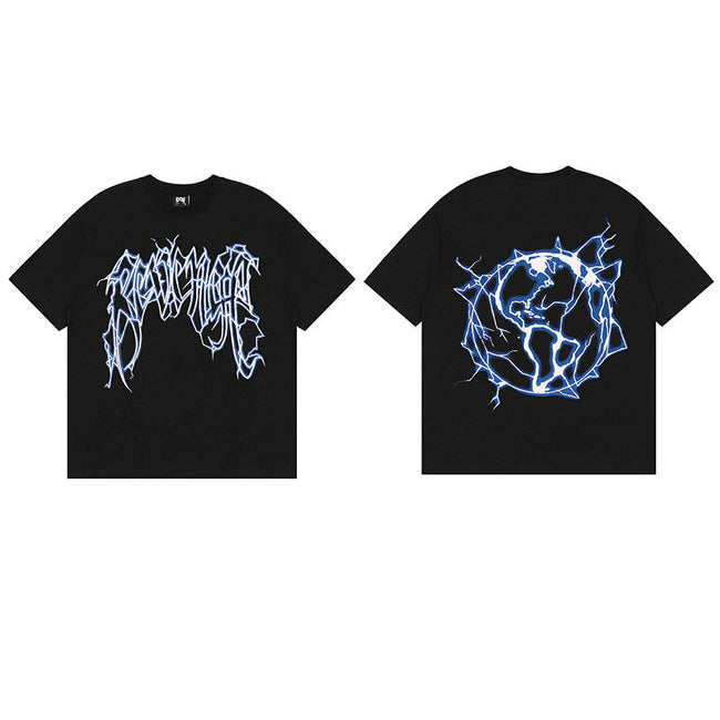 REVENGE Blue Lightning Graphic T-Shirt Hover Image