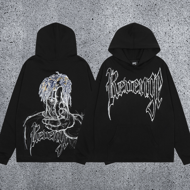 REVENGE Graphic Gothic Pullover Hoodie Hover Image
