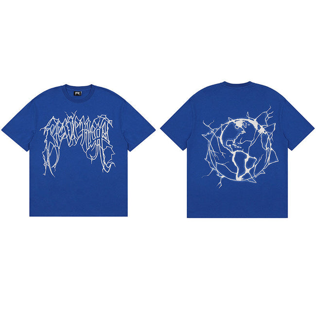 REVENGE Blue Lightning Graphic T-Shirt Hover Image