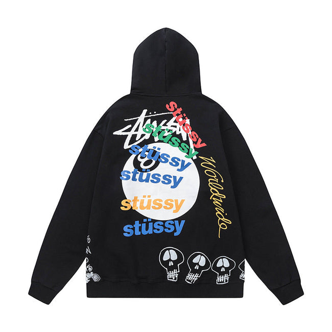 STUSSY Worldwide Graphic Black Pullover Hoodie Hover Image