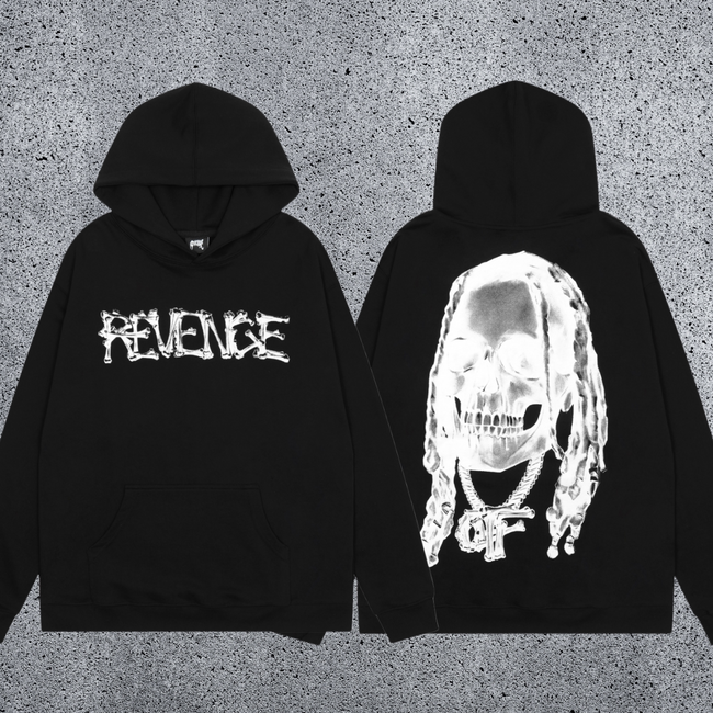 REVENGE Skull Graphic Pullover Hoodie Hover Image