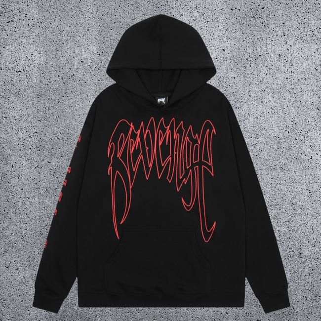 REVENGE Red Outline Graphic Pullover Hoodie Hover Image
