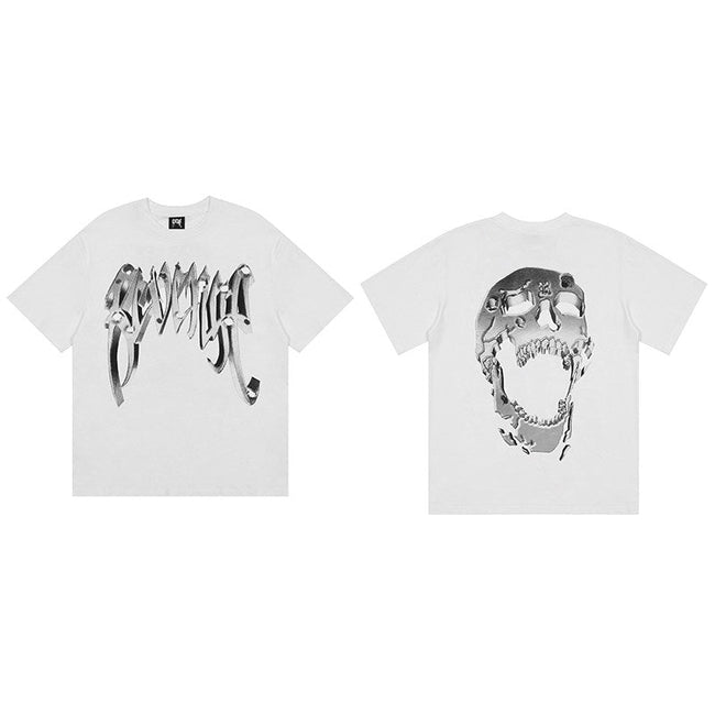 REVENGE Silver Skull Graphic T-Shirt Hover Image