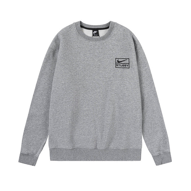 STUSSY Nike Logo Grey Crewneck Sweatshirt Hover Image