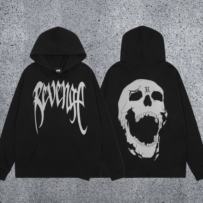 REVENGE Skull Back Graphic Pullover Hoodie Hover Image