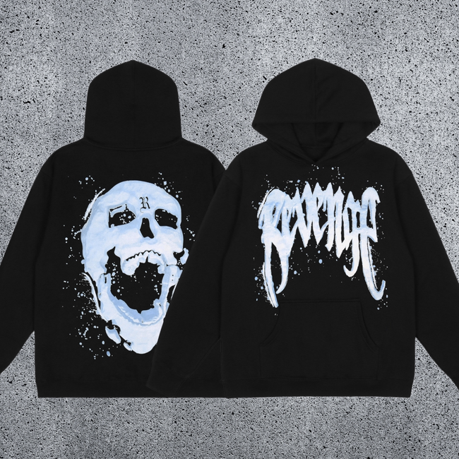REVENGE Skull Paint Graphic Pullover Hoodie Hover Image