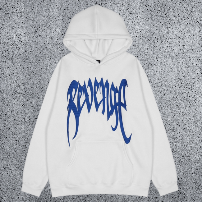 REVENGE Blue Embroidered Logo Hoodie Hover Image