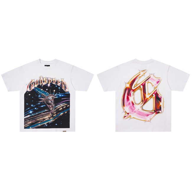 GodSpeed Cosmic Chrome Graphic T-Shirt Hover Image