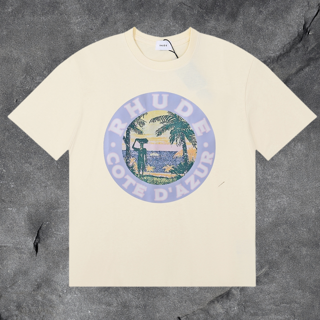 RHUDE Côte D’Azur Graphic T-Shirt Cream Hover Image