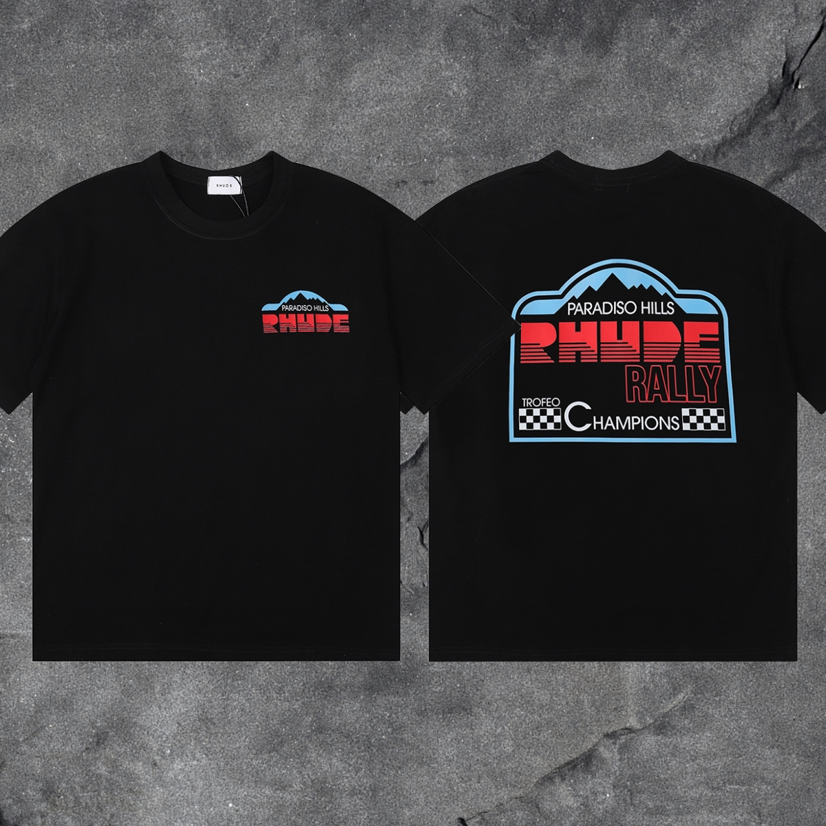RHUDE Paradiso Hills Rally Graphic T-Shirt – Black