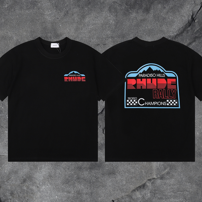 RHUDE Paradiso Hills Rally Graphic T-Shirt – Black Hover Image