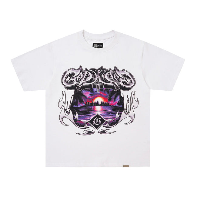 GodSpeed White Sunset Graphic T-Shirt Hover Image