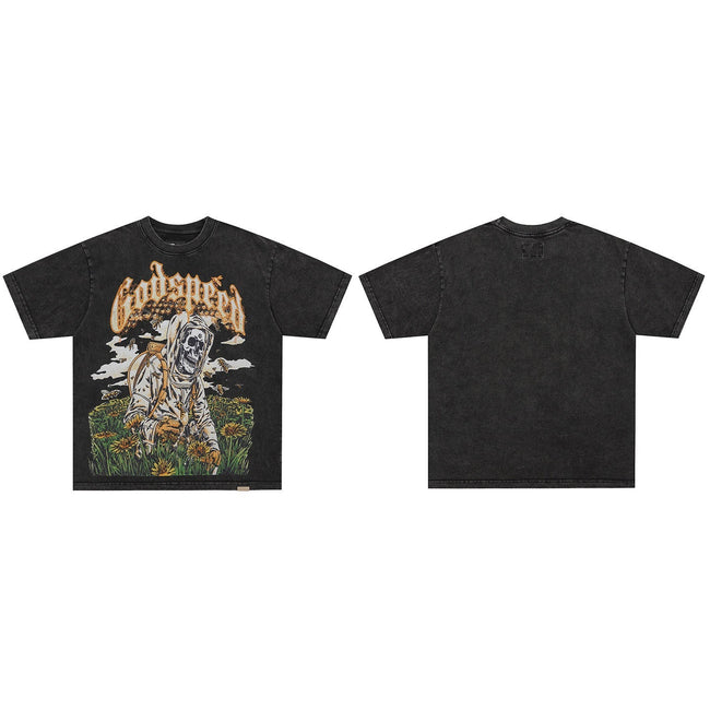 GodSpeed Washed Black Grim Reaper T-Shirt Hover Image