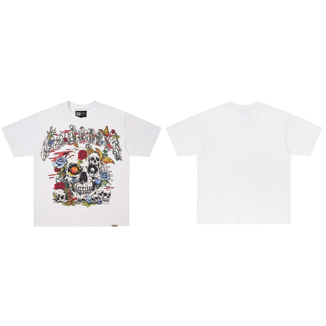 GodSpeed White Skull Rose Graphic T-Shirt Hover Image