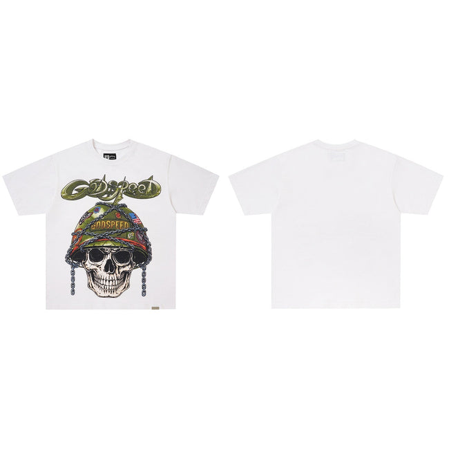 GodSpeed White Skull Helmet Graphic T-Shirt Hover Image