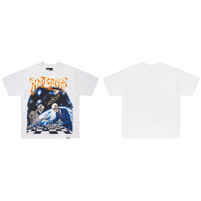 GodSpeed White Space Skull Graphic T-Shirt Hover Image