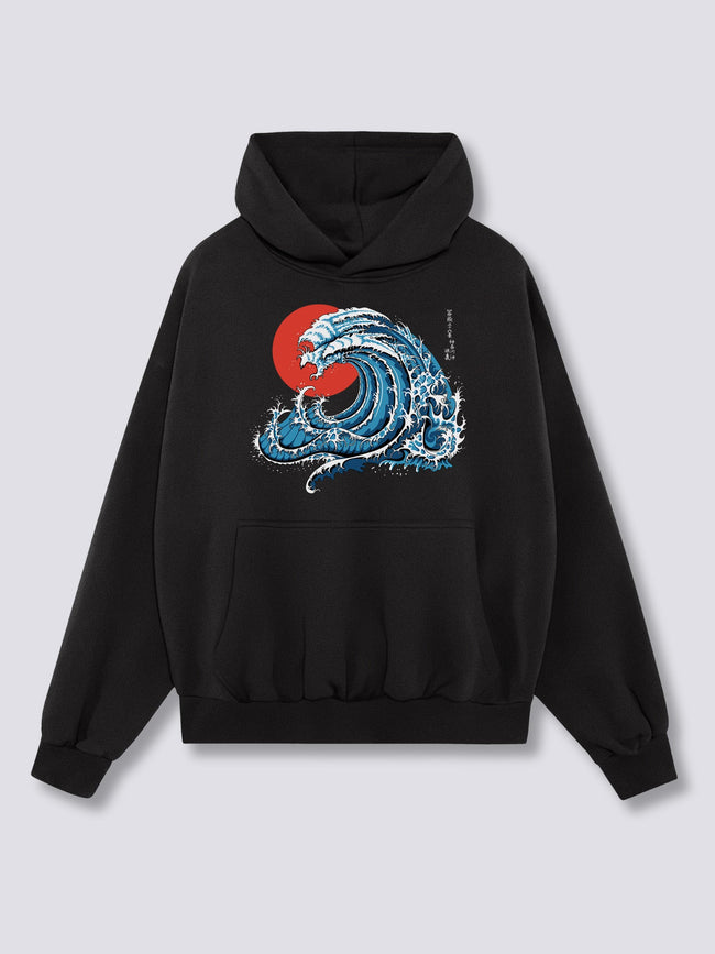 Front Print - Wavy Phoenix Hoodie Hover Image
