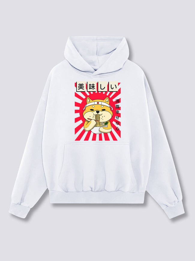 Front Print - Ramen Shiba Hoodie Hover Image