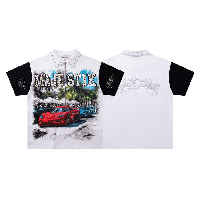 MAJESTIK Luxury Racing Graphic Polo Shirt Hover Image