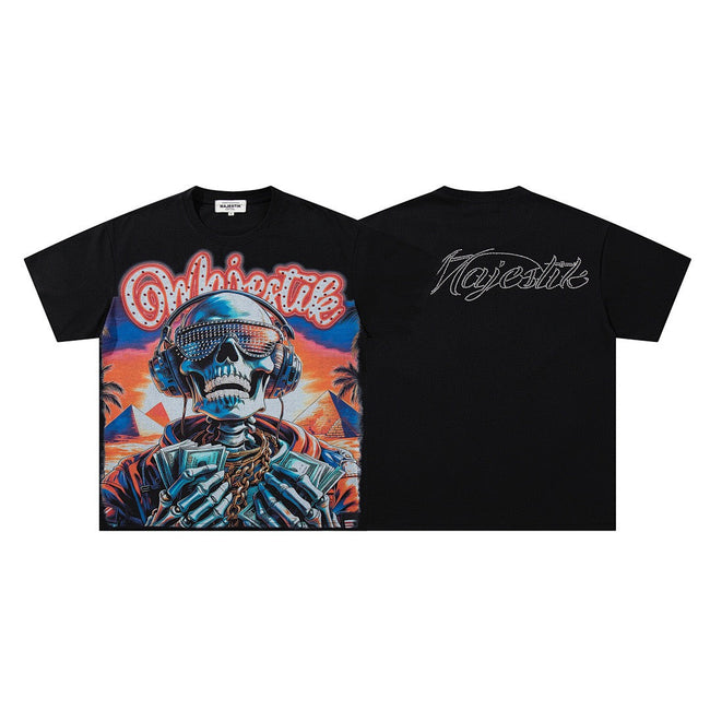 MAJESTIK Cyber Skull Graphic T-Shirt Hover Image
