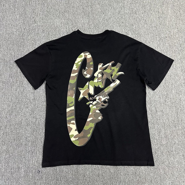 Camouflage Graphic Print White T-Shirt Unisex Streetwear Casual Short Sleeve Tee Main Image