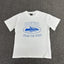 Blue Graphic Print White T-Shirt Unisex Streetwear Casual Short Sleeve Tee