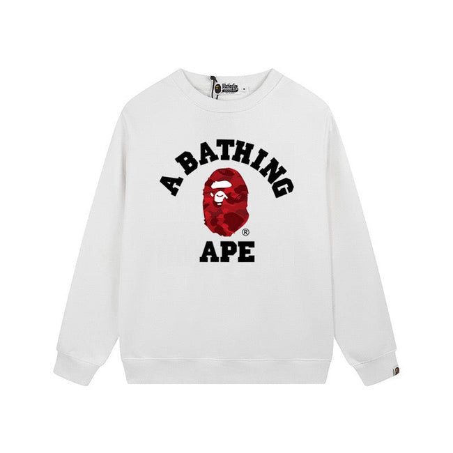 BAPE Red Camo Ape Head Crewneck Sweatshirt White Hover Image