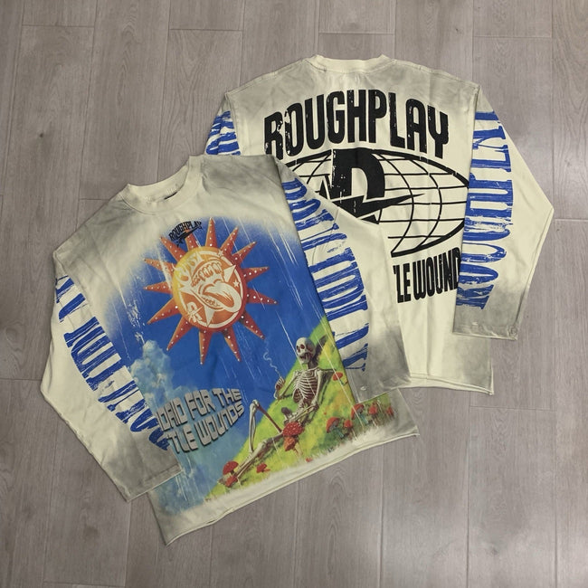 Vintage Washed Skeleton Graphic Oversized Long Sleeve T-Shirt Hover Image