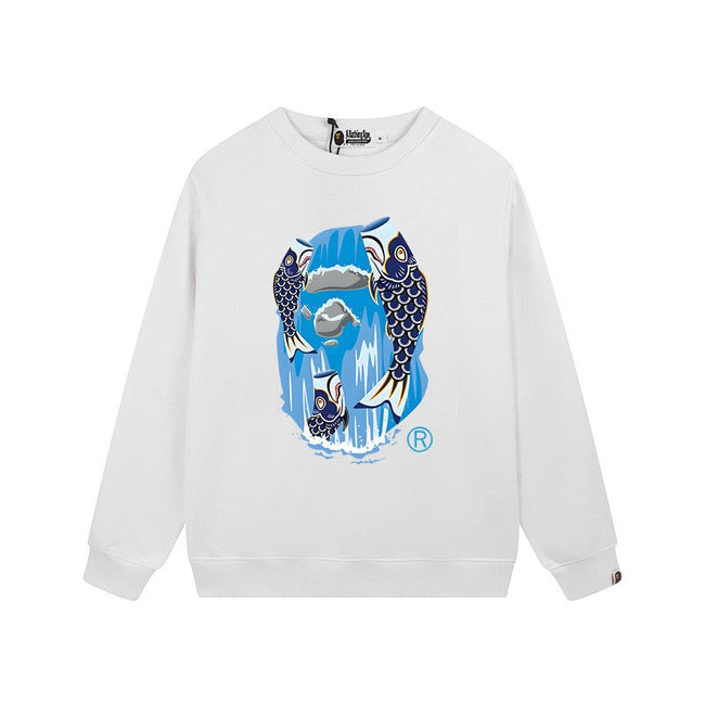 A BATHING APE Fish Camo Ape Head Graphic Crewneck Sweatshirt Hover Image
