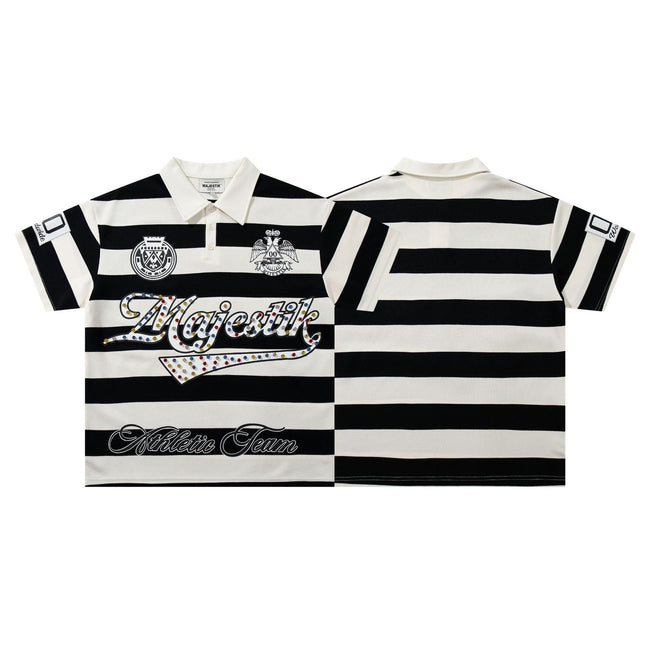 MAJESTIK Striped Logo Polo Shirt Hover Image
