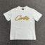 Golden Graphic Print White T-Shirt Unisex Streetwear Casual Short Sleeve Tee