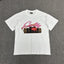Pink Graphic Print White T-Shirt Unisex Streetwear Casual Short Sleeve Tee