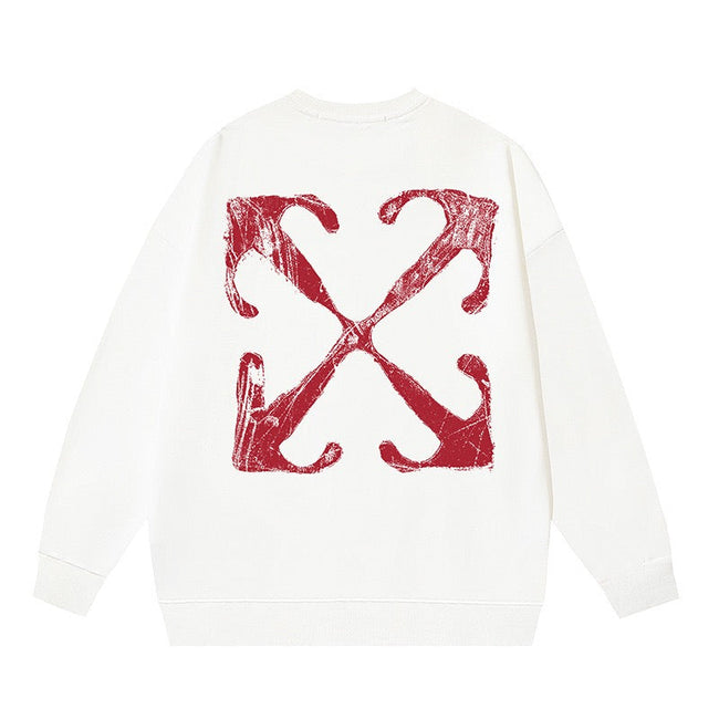 OFF WHITE Distressed Arrow Logo Crewneck Sweatshirt White Hover Image