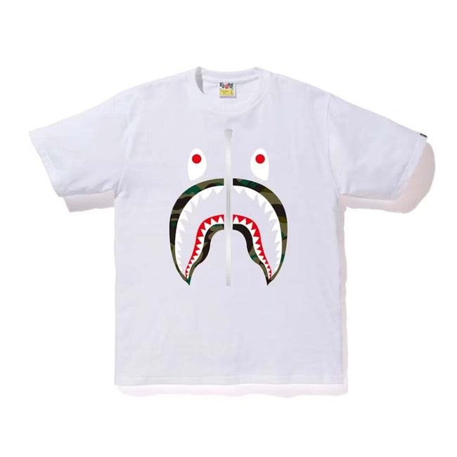 BAPE 1st Camo Shark Tee White Green Hover Image