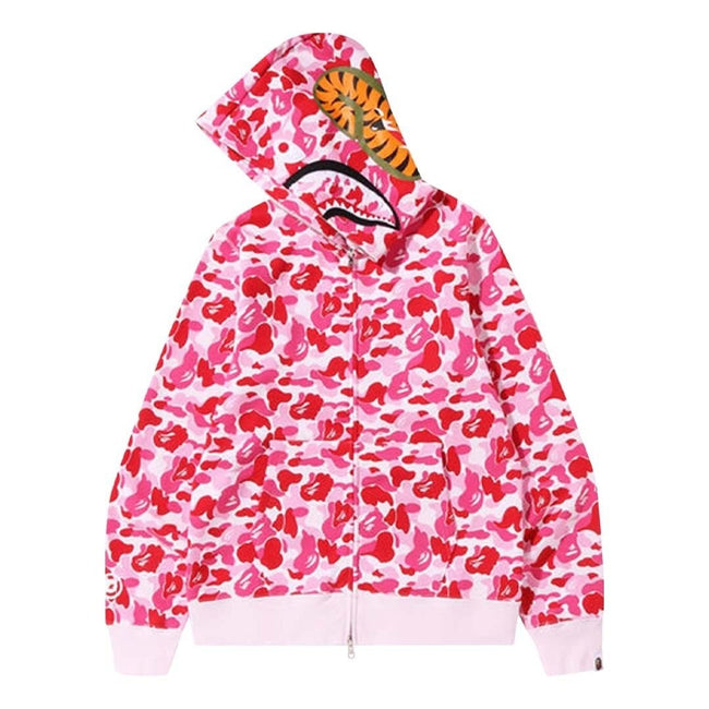 BAPE ABC Camo Shark Full Zip Hoodie 'Pink' Main Image
