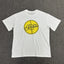 Yellow Circle Graphic Print White T-Shirt Unisex Streetwear Casual Short Sleeve Tee