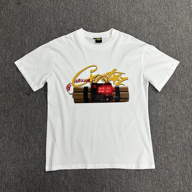 Graphic Print White T-Shirt Unisex Streetwear Casual Short Sleeve Tee Hover Image