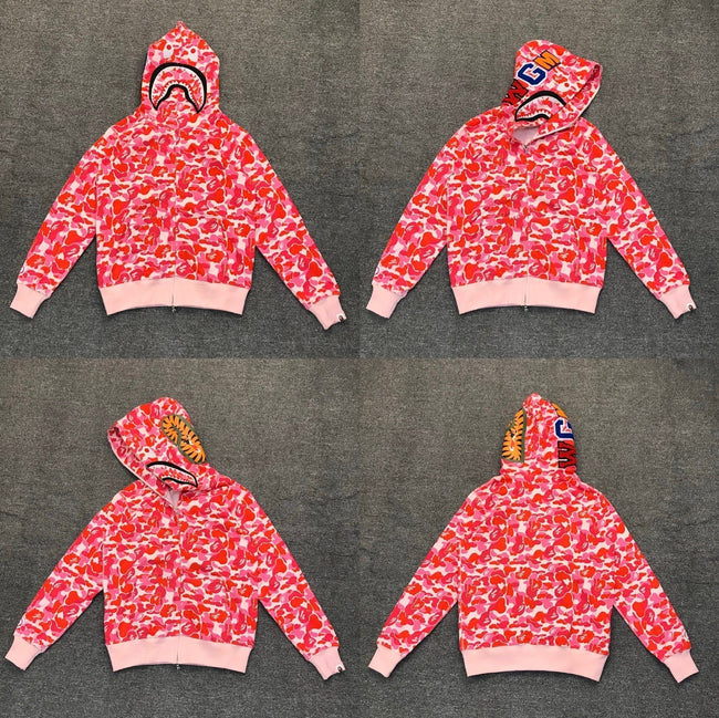 BAPE Shark Pink Camo Full Zip Hoodie Hover Image