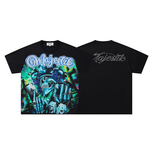 MAJESTIK Skull Graphic Streetwear T-Shirt Hover Image