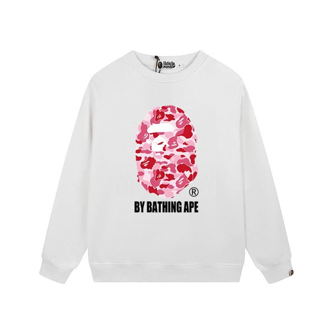 BAPE Pink Camo Ape Head Crewneck Sweatshirt White Hover Image